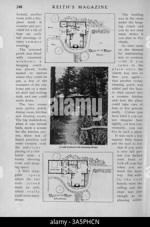 Keith's Magazine on Home Building, publié en 1916, comprend douze numéros de l'architecte Max L. Keith. Le magazine présente des conceptions de maisons, des plans d'étage et des illustrations architecturales, avec des détails sur les coûts de construction. Il fournit des articles supplémentaires sur la décoration intérieure, l'aménagement paysager et la construction de maisons. Certaines questions incluent les conceptions d'église et d'école. Les pages manquantes peuvent être trouvées dans certains volumes. Banque D'Images