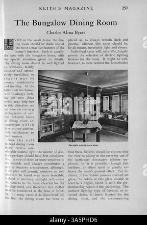Cette publication, Keith's Magazine, lancée par Max L. Keith en 1916, présente des conseils en matière de construction de maisons, des plans de maisons et des idées de conception pratiques pour les propriétaires. Il offre des estimations détaillées des coûts pour la construction et divers styles de maison, ainsi que des conseils de conception intérieure et paysagère. Il comprend des annonces pour les matériaux de construction et le mobilier, avec des plans occasionnels pour les églises et les écoles. Certains volumes ont des pages manquantes. Banque D'Images
