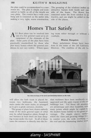 Keith's Magazine, publié en 1916 par l'architecte Max L. Keith, présente des conceptions de maisons, y compris des plans d'étage et des détails de coût. Le magazine explore également les techniques de construction de maisons, le design intérieur et l'aménagement paysager. Certains numéros présentent des plans pour les églises, les écoles et les bâtiments publics. Pages manquantes dans les volumes 35 et 36. Banque D'Images