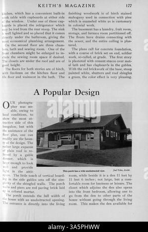 En 1916, Keith's Magazine, publié mensuellement par l'architecte Max L. Keith, présentait des conceptions de maisons, des plans d'étage et des coûts de construction de maisons de différents styles architecturaux. Le magazine a également exploré la décoration intérieure, l'aménagement paysager et a fourni des publicités pour les matériaux de construction et l'ameublement. Pages manquantes dans certains numéros. Banque D'Images