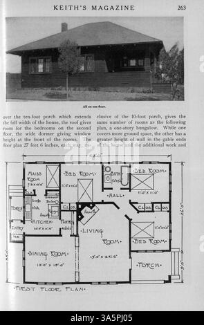 Keith's Magazine, publié mensuellement en 1916 par l'architecte Max L. Keith, présente des conceptions de maisons avec des plans d'étage et des coûts de construction. Les articles couvrent également la construction de maisons, l'aménagement intérieur et l'aménagement paysager. Certaines questions comprennent des plans pour les églises et les écoles. Certains volumes ont des pages manquantes. Banque D'Images