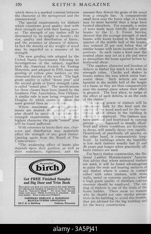 Keith's Magazine, lancé en 1916 par l'architecte Max L. Keith, comprend des plans de maisons, des coûts de construction et des conseils en design d'intérieur. Le magazine couvre divers styles architecturaux et comprend des plans d'étage avec des descriptions détaillées. Des publicités pour les matériaux de construction et les accessoires pour la maison sont également présentées. Certaines questions présentent des plans pour les bâtiments non résidentiels comme les églises et les écoles. Banque D'Images