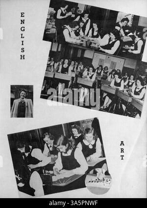 L’édition 1941 de l’annuaire de la Margaret’s Academy, Dayesye, documente les élèves, les enseignants, les équipes sportives, clubs, et événements importants de l'année scolaire 1940-1941. Banque D'Images
