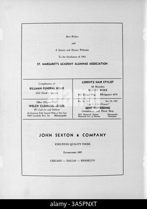 L’édition 1941 de l’annuaire de la Margaret’s Academy, Dayesye, documente les faits saillants de l’année scolaire, y compris les réalisations académiques, l’athlétisme et les clubs étudiants de l’année 1940-1941. Banque D'Images