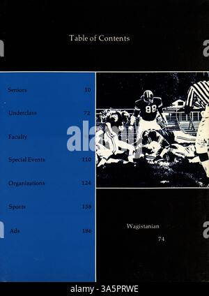 L'annuaire Wagistanian 1974 de Southwest High School fait la chronique des événements clés de l'année scolaire 1973-1974 avec les activités des élèves, les réalisations sportives et l'histoire afro-américaine. Banque D'Images