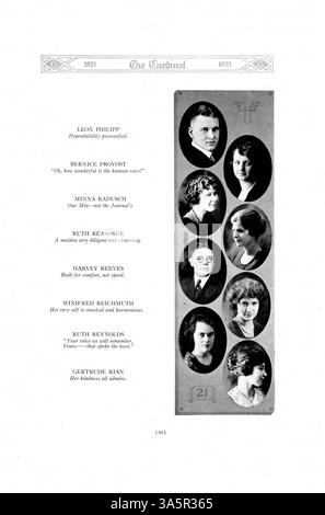 L’annuaire Cardinal de 1921 de l’East High School met en lumière les activités académiques, sportives et parascolaires de l’année scolaire 1920-1921/09. Banque D'Images