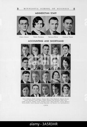 Cet annuaire du Minnesotan 1933 de la Minnesota School of Business documente les étudiants, les enseignants et les événements clés de l'année scolaire 1932-1933. Banque D'Images