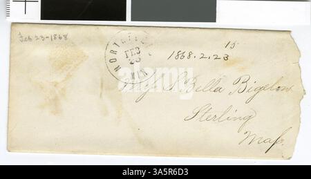 Une lettre du professeur Horace Goodhue, datée du 23 février 1868, décrivant la vie à Northfield au cours de l'année précédente. Banque D'Images