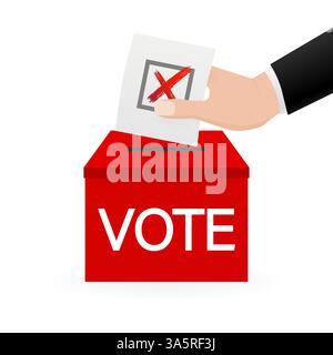 Boîte de vote, grand design à toutes fins. Concept de main de vote. Design minimaliste. illustration 3d. Illustration de Vecteur