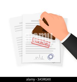 Grunge texturé. Bannière avec tampon rouge annulé sur fond transparent. Fond rouge Illustration de Vecteur