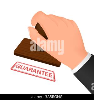 Icône vintage. Tampon rouge garanti isolé sur fond blanc. Icône de certificat vectoriel Illustration de Vecteur