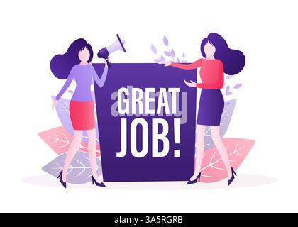 Des gens qui travaillent bien dans un style plat. Arrière-plan d'illustration vectorielle. Promotion bannière. Illustration vectorielle plate. Affiche promotionnelle. Illustration de Vecteur