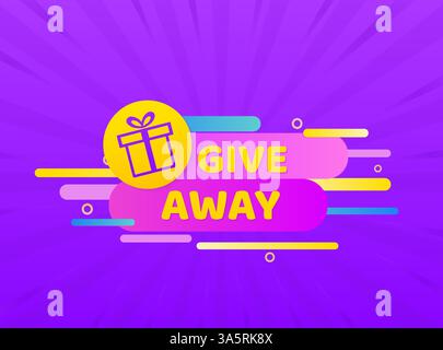 Cadeau publicitaire. Badge, timbre avec icône mégaphone. Illustration vectorielle plate sur fond blanc. Illustration de Vecteur