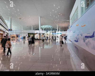 Le terminal 2 ultra-moderne de l'aéroport international d'Incheon en Corée. Banque D'Images