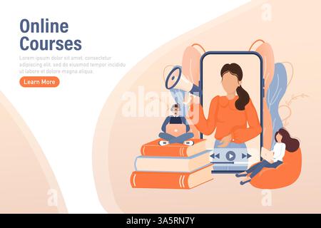 Abstrait cours en ligne personnes pour la conception de concept. Illustration abstraite. Concept d'entreprise infographie. Illustration vectorielle. Illustration de Vecteur