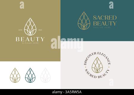 Sacré soin de beauté logo produit féminin salon cosmétique Pure et nature Illustration de Vecteur