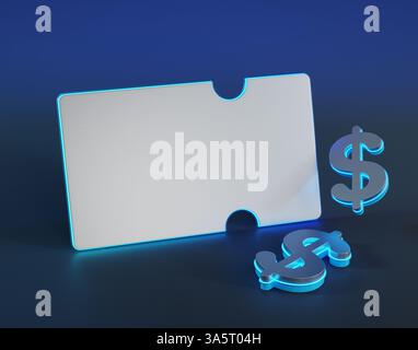 Icônes de signe dollar 3D symbolisant les promotions coupon et concept financier. Banque D'Images