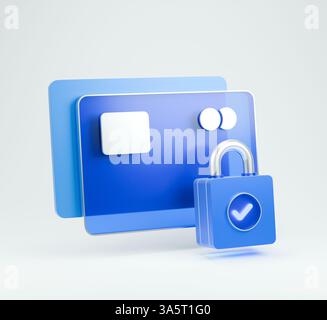 Une icône rendue en 3D du concept de sécurité avec carte de crédit. Banque D'Images