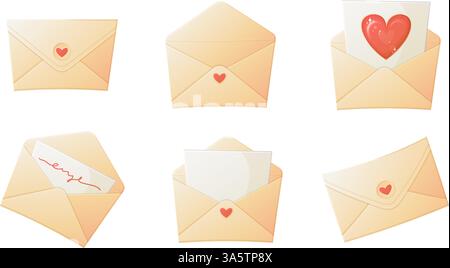 Ensemble romantique de lettres d'amour, illustration vectorielle Illustration de Vecteur