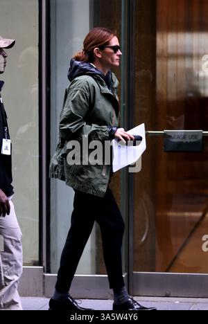 Julia Roberts sur le tournage du film 'Money Monster' à New York - 22 avril 2015 Banque D'Images