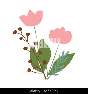 Composition florale. Illustration vectorielle de fleurs lumineuses sur un fond blanc. Illustration de Vecteur