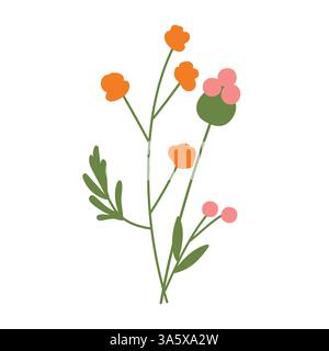 Composition florale. Illustration vectorielle de fleurs lumineuses sur un fond blanc. Illustration de Vecteur