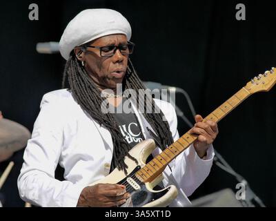 Nile Rodgers and CHIC, V2014, Hylands Park, Chelmsford, Essex, Grande-Bretagne - 17 août 2014 Banque D'Images