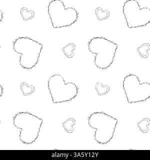 Motif abstrait sans couture coeurs floraux simples. Illustration aquarelle isolée du fond pour l'emballage le jour de la Saint-Valentin, le 8 mars ou Banque D'Images