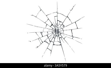 Verre fissuré. Fenêtre brisée, surface de verre brisée et silhouette de texture de verre brisée. illustrations vectorielles isolées Illustration de Vecteur