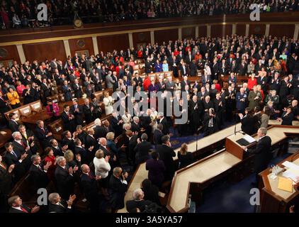 28 janvier 2008 - le président George W. Bush prononce son discours annuel sur l'état de l'Union lors d'une session conjointe du Congrès dans la chambre des représentants des États-Unis, le lundi 28 janvier 2008, à Washington, DC. (George Bridges/MCT) (crédit image : © George Bridges/MCT/ZUMAPRESS.com) Banque D'Images
