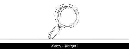 Loupe icône de ligne continue, dessin de ligne continue de la loupe. Une ligne de loupe Illustration de Vecteur