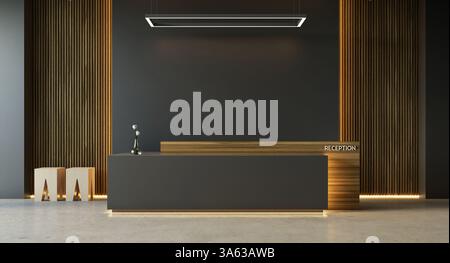 Intérieur moderne de la réception. Rendu 3D. Banque D'Images