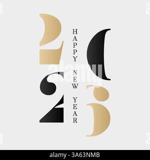 Logo tronqué du nouvel an 2026. Vector concept bonne année 2026 avec lettrage doré et noir. Carte de vœux créative ou affiche de vacances desi Illustration de Vecteur