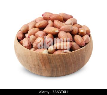 Cacahuètes fraîches dans un bol isolé sur blanc Banque D'Images