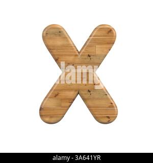 Lettre bois X - police pin 3d majuscule - convient pour la décoration, la nature ou les sujets liés au bois Banque D'Images
