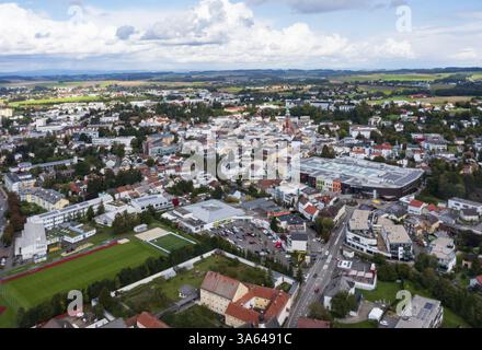 Image drone, vue sur la ville, Ried im Innkreis, Innviertel haute-Autriche, Autriche, Europe Banque D'Images