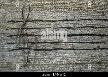 Des notes de musique la conception. Notes de musique en bois et les feuilles Banque D'Images