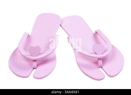 Chaussons rose pédicure isolé sur fond blanc Banque D'Images