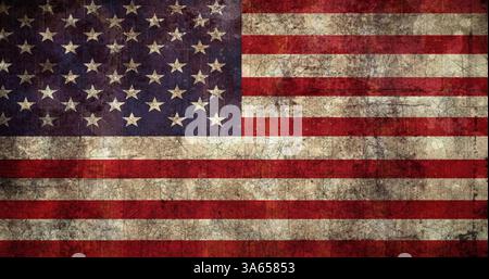 Image d'un drapeau américain avec un motif en détresse se déplaçant en répétition dans une boucle sans couture Banque D'Images