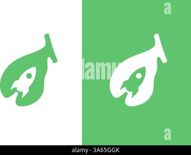 Vésicule biliaire avec logo Rocket. Modèle unique de conception de logotype d'organe interne Illustration de Vecteur