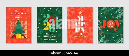 Joyeux Noël et bonne année 2026 cartes de vœux ou affiches créatives. Nouvelle année 2026 concepts de vecteur carte de voeux ou conception de bannières de vacances Illustration de Vecteur