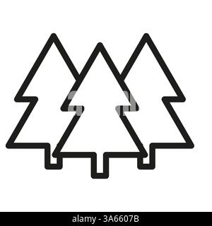 Icône forêt. Illustration d'arbre de pin. Contour du symbole permanent. Vecteur de contour noir. Illustration de Vecteur