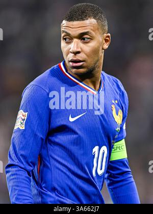 Paris, France. 23 mars 2025. Kylian Mbappe lors du match de football de l'UEFA Nations League France VS Croatie le 23 mars 2025 au stade de France à Saint-Denis près de Paris. Photo de Joly Victor/ABACAPRESS. COM Credit : Abaca Press/Alamy Live News Banque D'Images