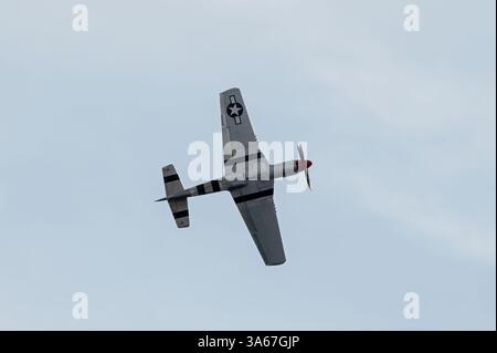USAAF, Mustang, P51D, se produisant au 15e Festival de l'air de Bournemouth en 2023. Bournemouth, Dorset, Angleterre, Royaume-Uni. Banque D'Images