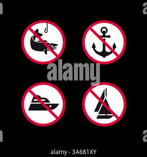 Signes interdits, autocollants ronds interdits, icônes vectorielles Illustration de Vecteur