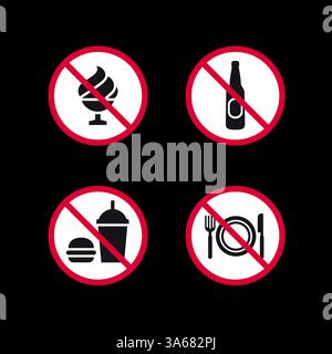 Signes interdits, autocollants ronds interdits, icônes vectorielles Illustration de Vecteur