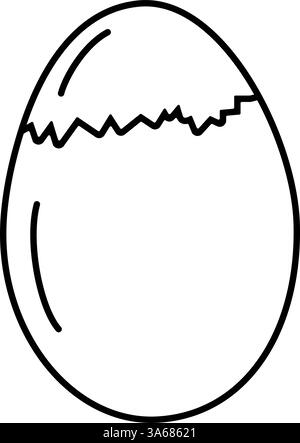 FreeHand Outline œuf de poule dur partiellement pelé icône logo minimaliste élément de conception idée. Illustration vectorielle isolée cartes de menu de recette ou bannière promotionnelle Web, dépliant, matériel d'impression, prix Illustration de Vecteur