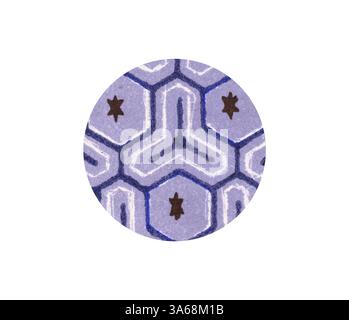 Un design circulaire avec un motif répétitif d'hexagones et d'étoiles, rendu dans les tons lavande et marron, créant un attrait géométrique et visuel saisissant. Art classique avec une touche moderne réinventé par Artotop, transformé Persian Ornament Banque D'Images