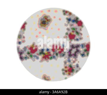 Une composition circulaire présentant un arrangement abstrait de formes et de motifs colorés, évoquant un sentiment de croissance organique et de fluidité. Art classique avec une touche moderne réinventé par Artotop, transformé les tissus français, première moitié du XIXe siècle Banque D'Images
