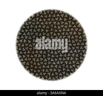 Un motif circulaire avec un design complexe de petites formes abstraites répétées sur toute la surface, créant une texture visuellement frappante. Art classique avec une touche moderne réinventé par Artotop, transformé les tissus français, première moitié du XIXe siècle Banque D'Images